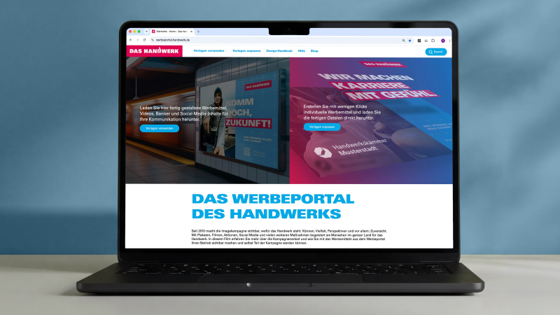 Das Handwerk Werbeportal auf Laptop
